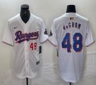 Nike Texas Rangers #48 Jacob deGrom white majestic baseball jerseys Champion patch-BD 03