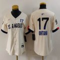 Women Nike Los Angeles Dodgers #17 Shohei Ohtani beige fashion MLB baseball Jersey