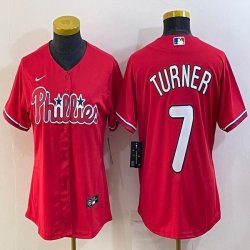 Women Nike Philadelphia Phillies #7 Trea Turner red majestic baseball jersey