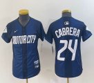 Youth Nike Cleveland Indians #24 Cabrera blue majestic baseball jersey -BD