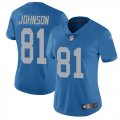 Custom Women Detroit Lions #81 Calvin Johnson Nike blue Color Rush Limited Jersey(1)