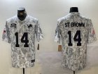 Detroit Lions #14 Amon-Ra St. Brown Nike Arctic Camo 2024 Salute to Service Limited Jersey