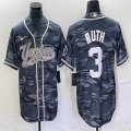 Nike New York Yankees #3 Babe Ruth gray camo majestic baseball Jersey Joint name 01