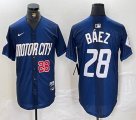 Nike Detroit Tigers #28 Javier Báez blue Majestic baseball jerseys city version