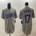 Los Angeles Dodgers #17 Shohei Ohtani Nike gray majestic baseball Jersey Joint name -BD 13