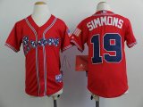 Youth Atlanta Braves 19 Andrelton Simmons Red mlb Jersey