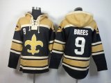 nike New Orleans Saints #9 Drew Brees black yellow nfl Hooded Sweatshirt