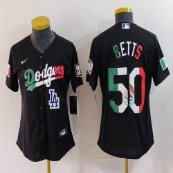 Youth Nike Los Angeles Dodgers #50 Mookie Betts black fashion majestic baseball jersey 05