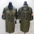 Nike Pittsburgh Steelers #90 T. J. Watt green 2021 Salute to Service Limited Jersey