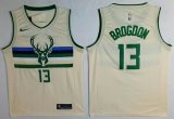 Nike Swingman #13 Malcolm Brogdon Cream NBA Jersey - Milwaukee Bucks City Edition