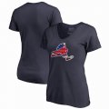 Buffalo Bills NFL Pro Line by Fanatics Branded Women's Banner State V-Neck T-Shirt â€“ Navy