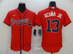 Nike Atlanta Braves #13 Ronald Acuna Jr. red Flexbase Authentic Collection Jersey