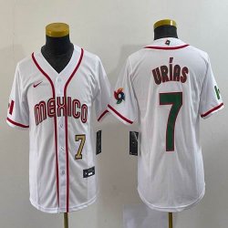 Youth 2023 World Cup Mexico #7 Julio Urias white majestic baseball jerseys 01