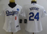 Custom Women Nike Los Angeles Dodgers Kobe Bryant White majestic baseball Jersey 2020 World Series Champions