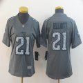 Women Nike Dallas Cowboys #21 Ezekiel Elliott gray fashion Color Rush Limited Jersey