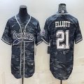 Nike Dallas Cowboys #21 Ezekiel Elliott gray camo baseball jerseys Joint name-BD