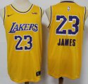 Nike Los Angeles Lakers 23 LeBron James Yellow basketball jersey-S8