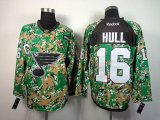 reebok St Louis Blues 16# HULL green camo nhl hockey Jerseys