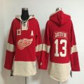 Detroit Red Wings Pavel Datsyuk 13 red beige NHL Hooded Sweatshirt A patch