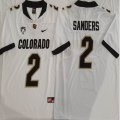 Colorado Buffaloes #2 Shedeur Sanders white With PAC-12 Patch Football Jersey