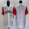 2023 World Cup Mexico #7 Julio Urias white red majestic baseball jerseys 87