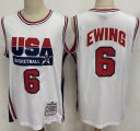 1992 United States Olympics #6 Patrick Ewing white USA Basketball Team Jerseys