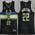 Jordan logo Milwaukee Bucks #22 Khris Middleton black Stitched NBA basketball Jerseys-LT