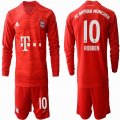 2019-2020 Bayern Munich #10 ROBBEN red long sleeves soccer jersey home