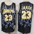 Los Angeles Lakers #23 Michael Jordan black throwback NBA jersey Lightning style-S8