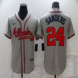 Nike Atlanta Braves #24 Deion Sanders gray majestic baseball Jerseys