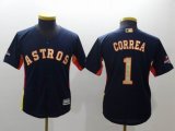 Youth Houston Astros #1 Carlos Correa blue 2018 World Series Champions jersey