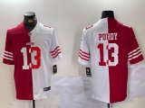 Nike San Francisco 49ers #13 Brock Purdy red White splits Color Rush Limited Jersey