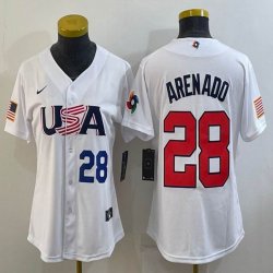 Women 2023 World Cup #28 Arenado white USA majestic baseball jerseys 04