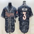 Denver Broncos #3 Russell Wilson gary camo baseball jerseys Joint name-BD