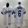 Nike Los Angeles Dodgers #6 Trea Turner white Flexbase Authentic Collection Jersey