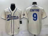 Nike Los Angeles Rams #9 Matthew Stafford beige baseball jerseys Joint name-BD