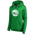 Women's Philadelphia 76ers Fanatics Branded Kelly Green St. Patrick's Day White Logo Pullover Hoodie