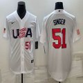 2023 World Cup #51 Singer white majestic baseball jerseys 07