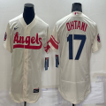 Nike Los Angeles Angels #17 Shohei Ohtani beige Flexbase Authentic Collection Jersey 01