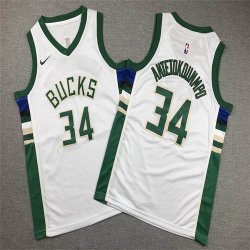 Youth Nike Milwaukee Bucks 34# Giannis Antetokounmpo white nba basketball Jersey