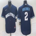 Chicago Cubs Reveal New Wrigleyville city #2 Nico Hoerner blue majestic baseball jerseys