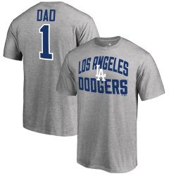 Men\'s Los Angeles Dodgers Fanatics Branded Heather Gray 2018 Father\'s Day Number 1 Dad T-Shirt