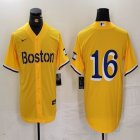 Nike Boston Red Sox #16 Andrew Benintendi yellow majestic MLB baseball jerseys-BD