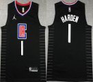 Jordan logo Los Angeles Clippers #1 James Harden black nba jerseys -XD