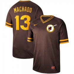 Nike San Diego Padres #13 Manny Machado brown throwback baseball jersey