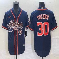 Nike Houston Astros #30 Kyle Tucker blue majestic baseball jerseys big logo Joint name -BD 02