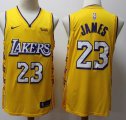 Los Angeles Lakers #23 LeBron James Yellow nba basketball jersey city version