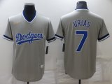 Nike Los Angeles Dodgers #7 Julio Urias gray throwback majestic baseball jersey-BD