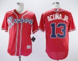 Atlanta Braves #13 Ronald Acuna Jr. red majestic Mlb baseball Jersey-sg