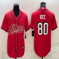 Nike 49ers #80 Jerry Rice red baseball jerseys Joint name-BD